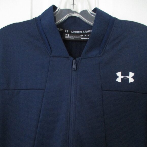Under Armour ColdGear Mens L/S Navy Blue 1/2 Zip Fleece Lined Sweater NWOT - M - Picture 2 of 2